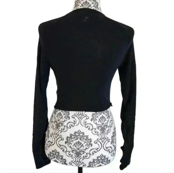 Gymshark Top Long  Sleeve Black Logo Graphic Fitted Stretch Women's Extra Small - Picture 3 of 11